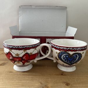 Brighton Love Mugs NIB Set of Two Love-Themed Coffee/Tea Cups In Box
